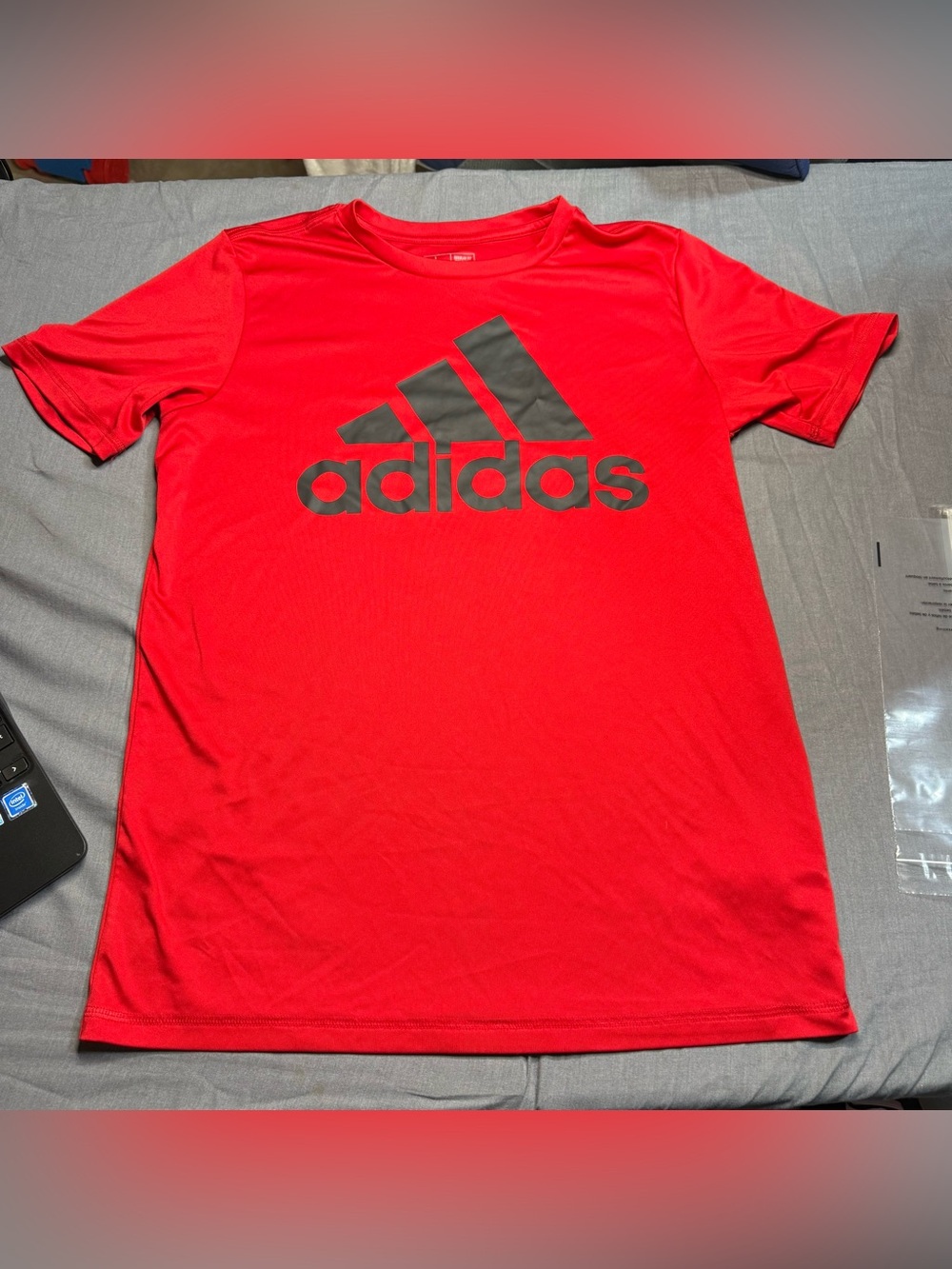 adidas Red Short Sleeve Tee with Black Logo